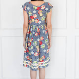 Holiday Dress in peach blossoms