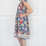 Holiday Dress in peach blossoms