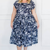Holiday Dress in navy swoon