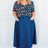 Holiday Tee V Neck in rainbow hearts