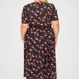 Laverne Dress in flamingo black
