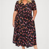 Laverne Dress in flamingo black