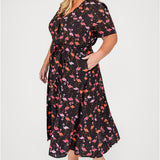 Laverne Dress in flamingo black