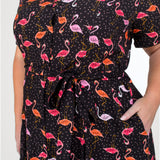 Laverne Dress in flamingo black