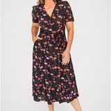 Laverne Dress in flamingo black