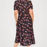 Laverne Dress in flamingo black