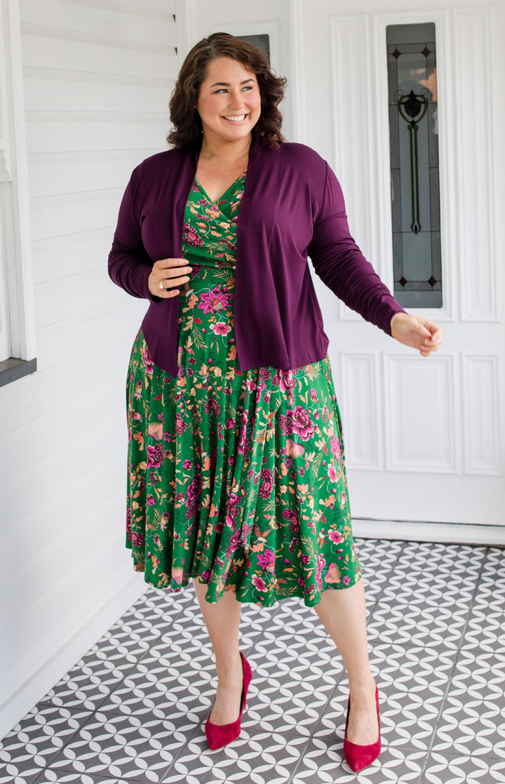 Lucinda Dress in flights of fancy green