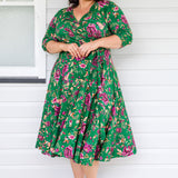 Lucinda Dress in flights of fancy green