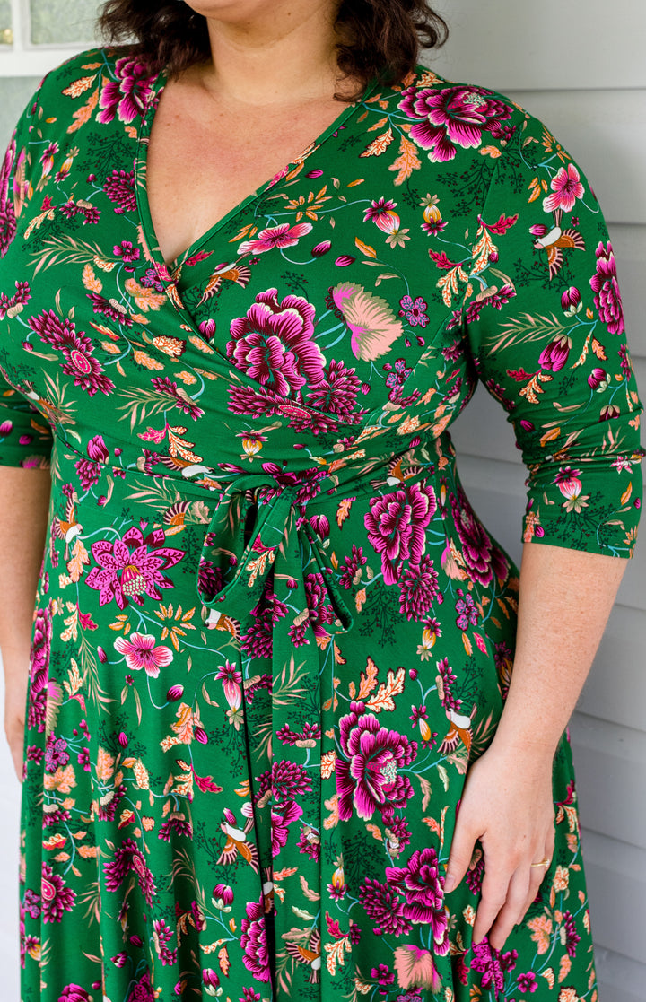 Lucinda Dress in flights of fancy green