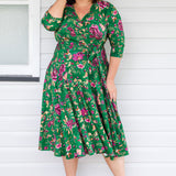 Lucinda Dress in flights of fancy green