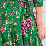 Lucinda Dress in flights of fancy green