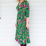 Lucinda Dress in flights of fancy green
