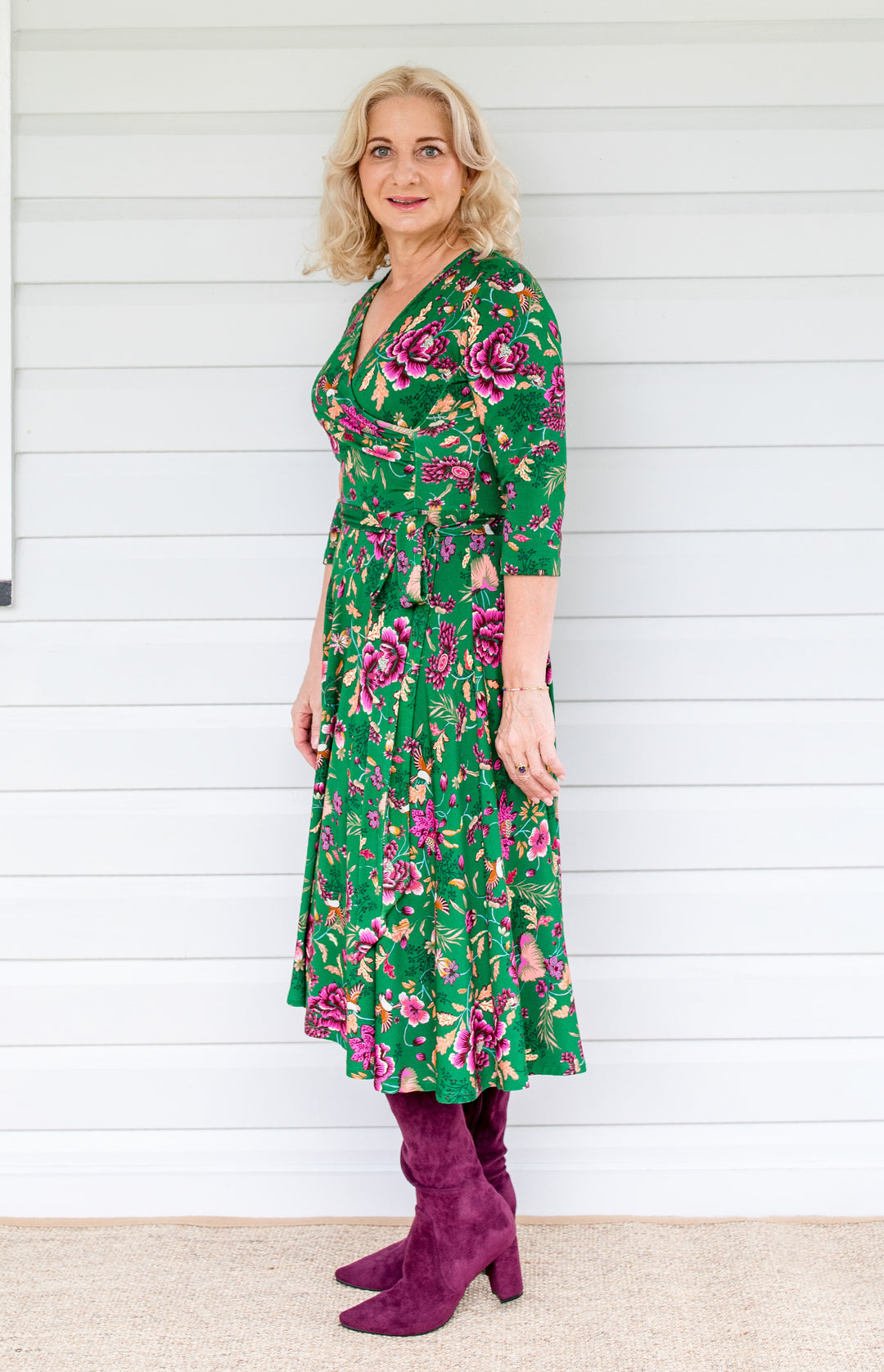 Lucinda Dress in flights of fancy green