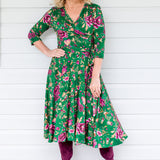 Lucinda Dress in flights of fancy green