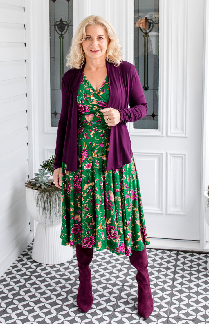 Lucinda Dress in flights of fancy green