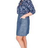 Luxe Linen Skirt in denim
