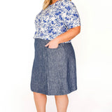 Luxe Linen Skirt in denim