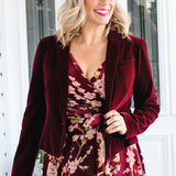 Maiocchi Perfect Velvet Blazer in wine – luxurious cropped velvet jacket