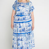 Poppy Top in patchwork blue
