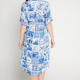 Alison Shirt Dress in patchwork blue