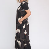 Maldives Midi Dress in poetry in motion black