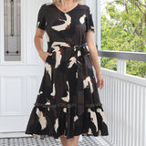 Maldives Midi Dress in poetry in motion black