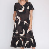 Maldives Midi Dress in poetry in motion black