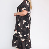 Maldives Midi Dress in poetry in motion black