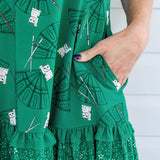 Maldives Mini Dress in lucky cat green
