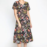 Maldives Midi Dress in aussie blooms