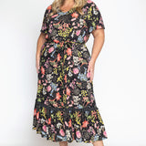 Maldives Midi Dress in aussie blooms