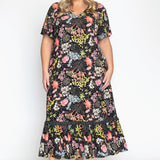 Maldives Midi Dress in aussie blooms