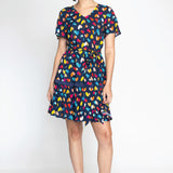 Maldives Mini Dress in rainbow hearts