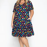 Maldives Mini Dress in rainbow hearts