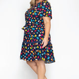 Maldives Mini Dress in rainbow hearts