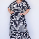 Maldives Midi Dress in seeing stripes black