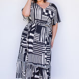 Maldives Midi Dress in seeing stripes black