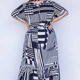 Maldives Midi Dress in seeing stripes black