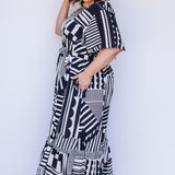 Maldives Midi Dress in seeing stripes black