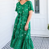 Maldives Midi Dress in lucky cat green