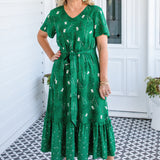 Maldives Midi Dress in lucky cat green