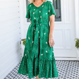 Maldives Midi Dress in lucky cat green