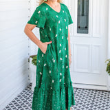 Maldives Midi Dress in lucky cat green