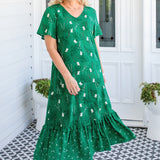 Maldives Midi Dress in lucky cat green