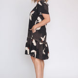 Maldives Mini Dress in poetry in motion black