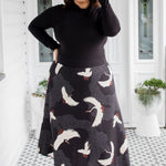 Maiocchi Bamboo Must Have Skirt in Poetry in Motion black – best-selling A‑line skirt with kimono-inspired print