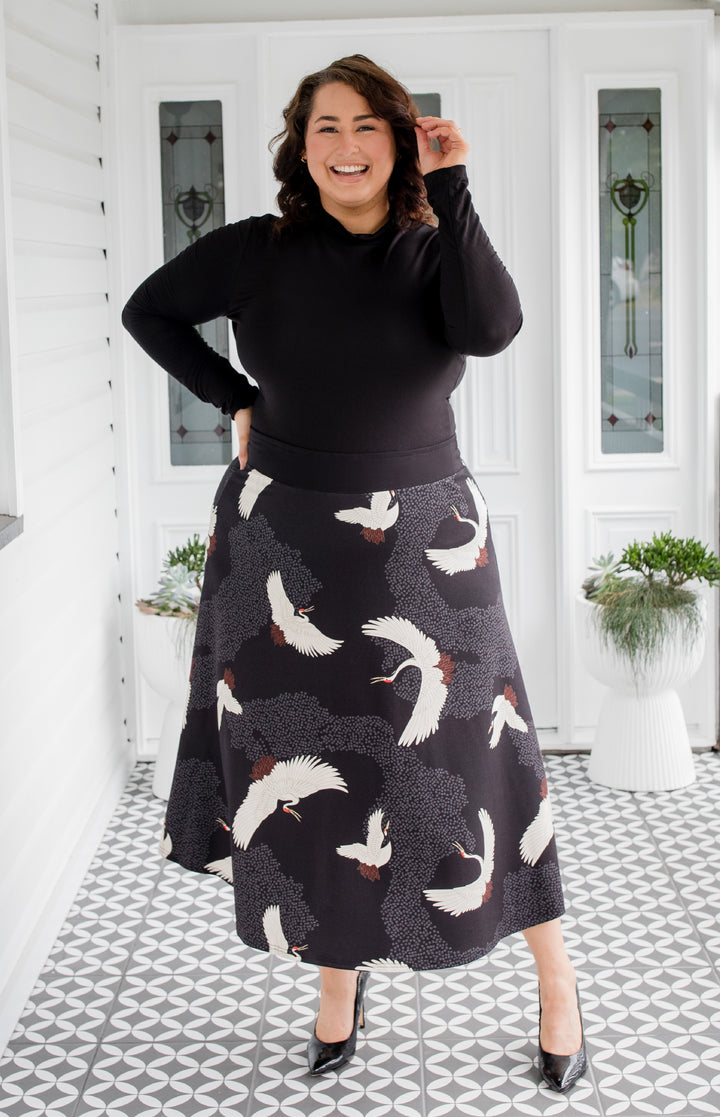 Bamboo Must Have Skirt in poetry in motion black