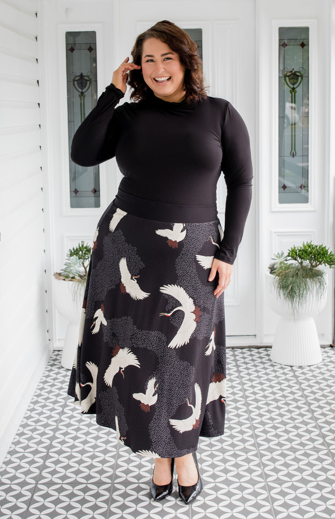 Bamboo Must Have Skirt in poetry in motion black