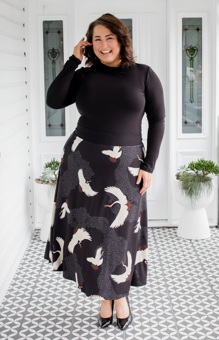 Bamboo Must Have Skirt in poetry in motion black