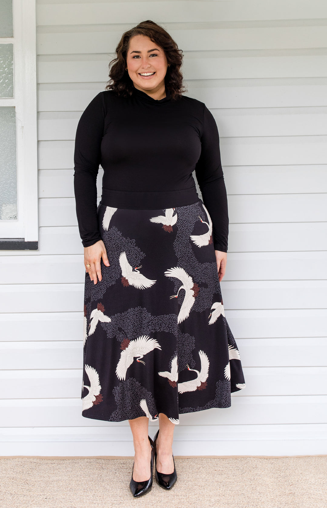 Bamboo Must Have Skirt in poetry in motion black